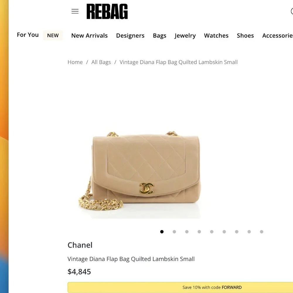 Vintage Chanel Diana Classic Flap Bag Beige Lambskin 24k Gold Hardware Bag - Picture 17 of 17